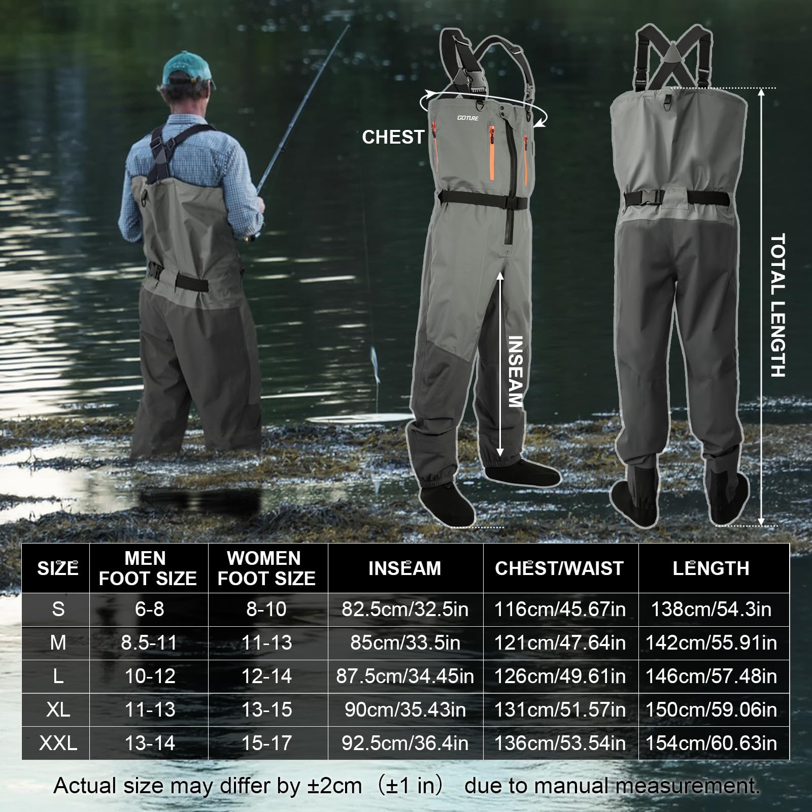 Fishing Waders - Goture 5-lagige wasserdichte Angeln Jagd Brust