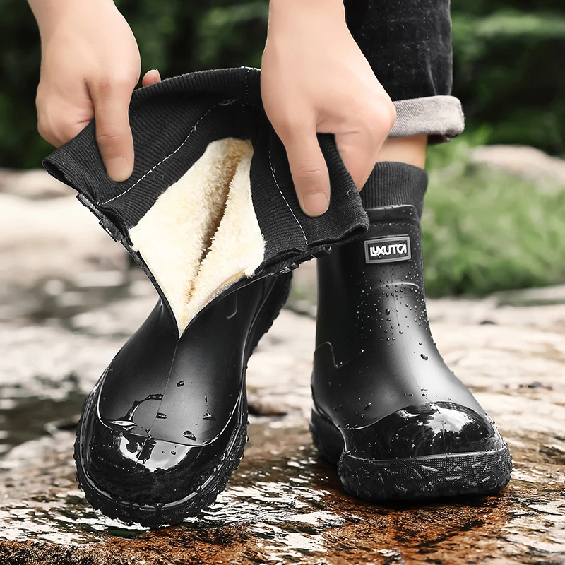 Fishing Socks - Herren Winter Wasserdichte Regenstiefel mit Fleece-Futter,