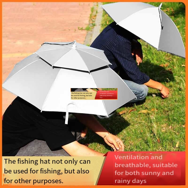Fishing Hat - Regenschirmhut, am Kopf getragener, doppellagiger großer
